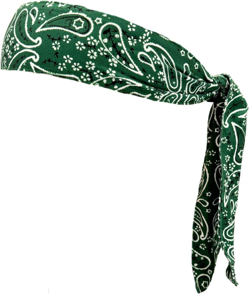MD Style Tie Bandana Headband for Men and Women Hair Accessorries Paisley and Solid Color Sweat Band for Sports Workout Hairband - Image 1